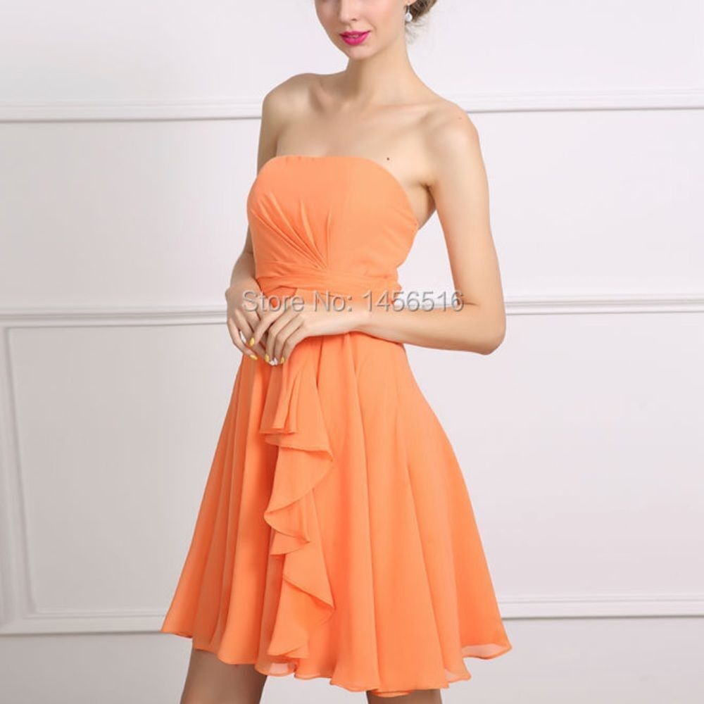 BRAND NEW JORDAN FASHION CHIFFON STRAPLESS SHORT COCKTAIL DRESS - Picture 1 of 15